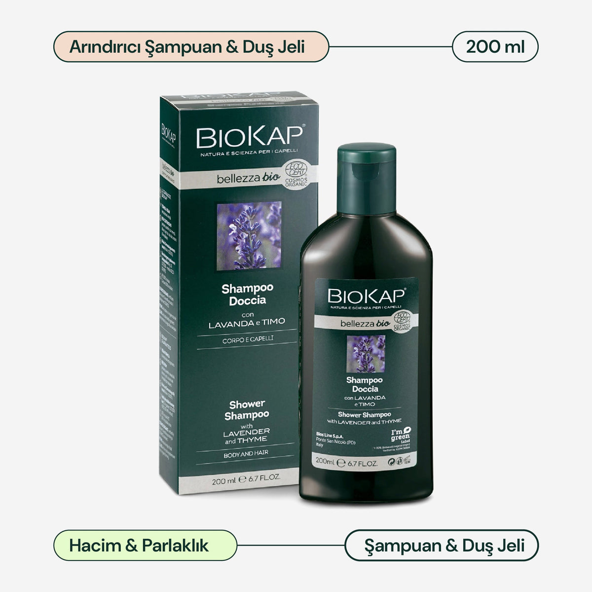 BioKap Bellezza Bio Duş Jeli ve Şampuan 200 ml
