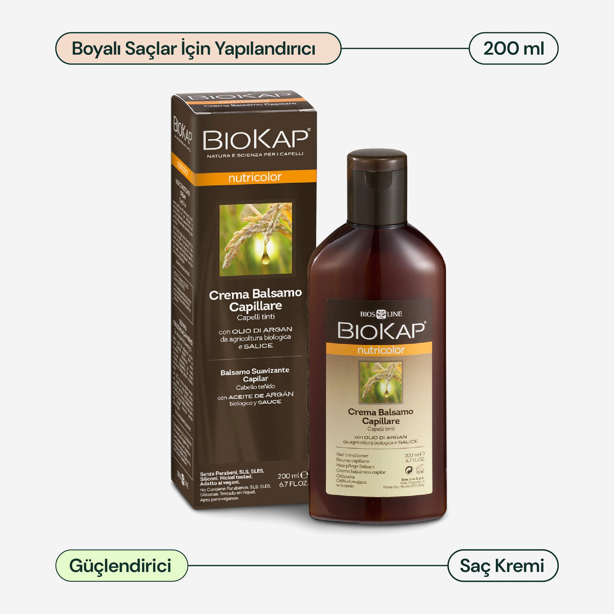 BioKap Nutricolor Boyalı Saçlar İçin Saç Kremi 200 ml