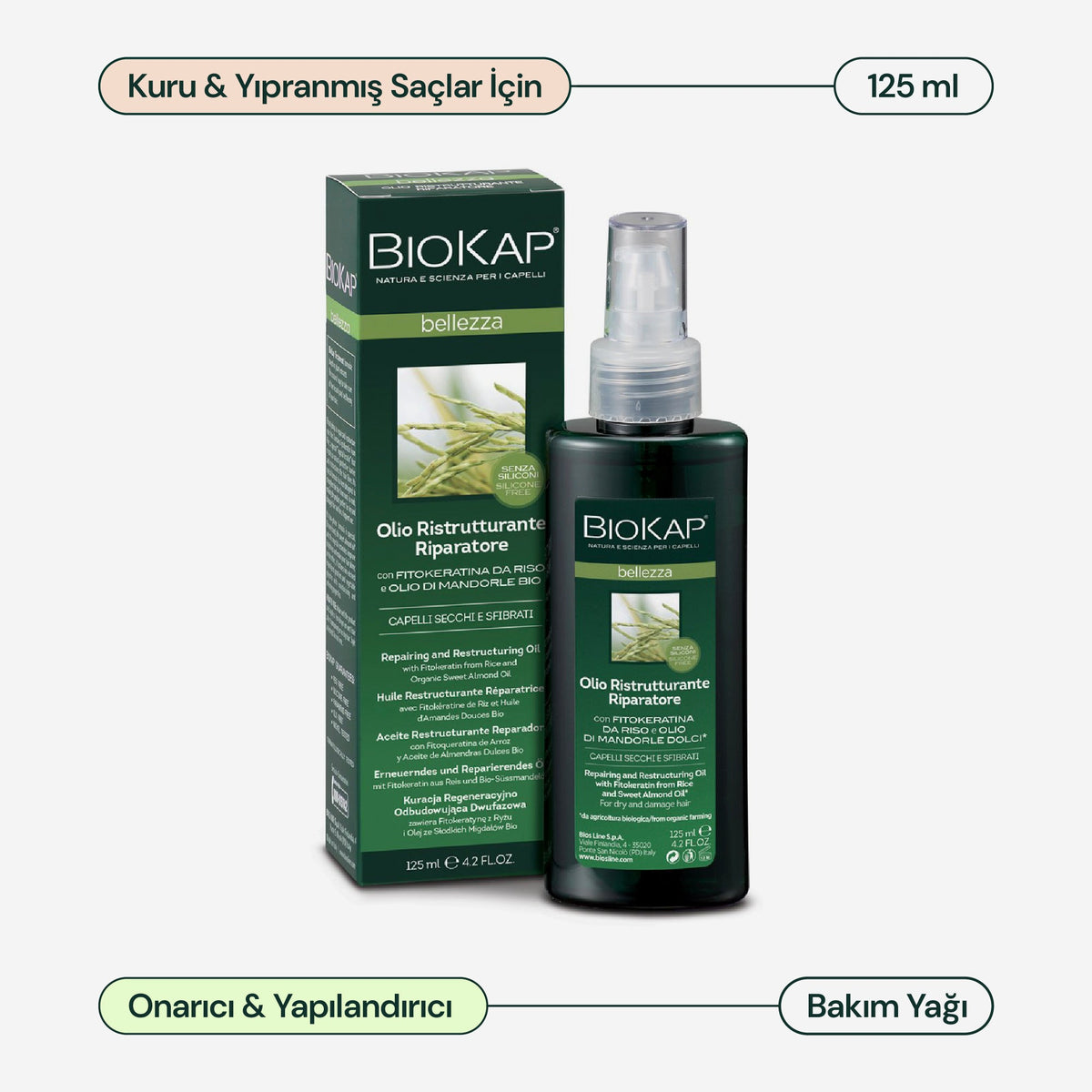 BioKap Bellezza Onarıcı ve Yapılandırıcı Saç Bakım Yağı 125 ml