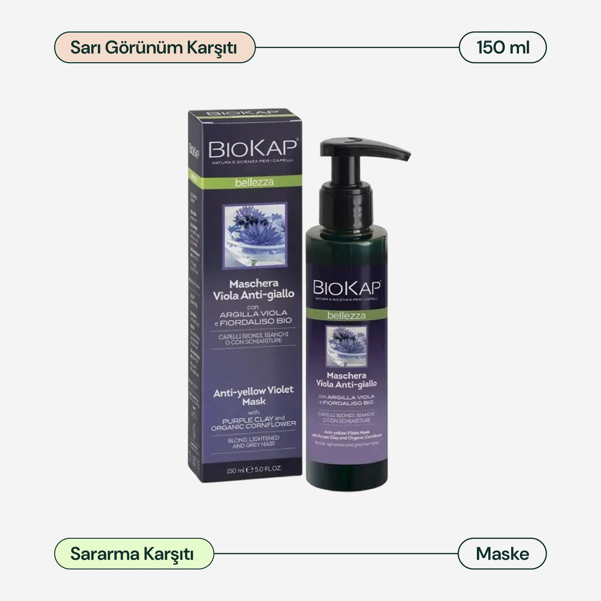 BioKap Bellezza Sararma Karşıtı Mor Maske 150 ml
