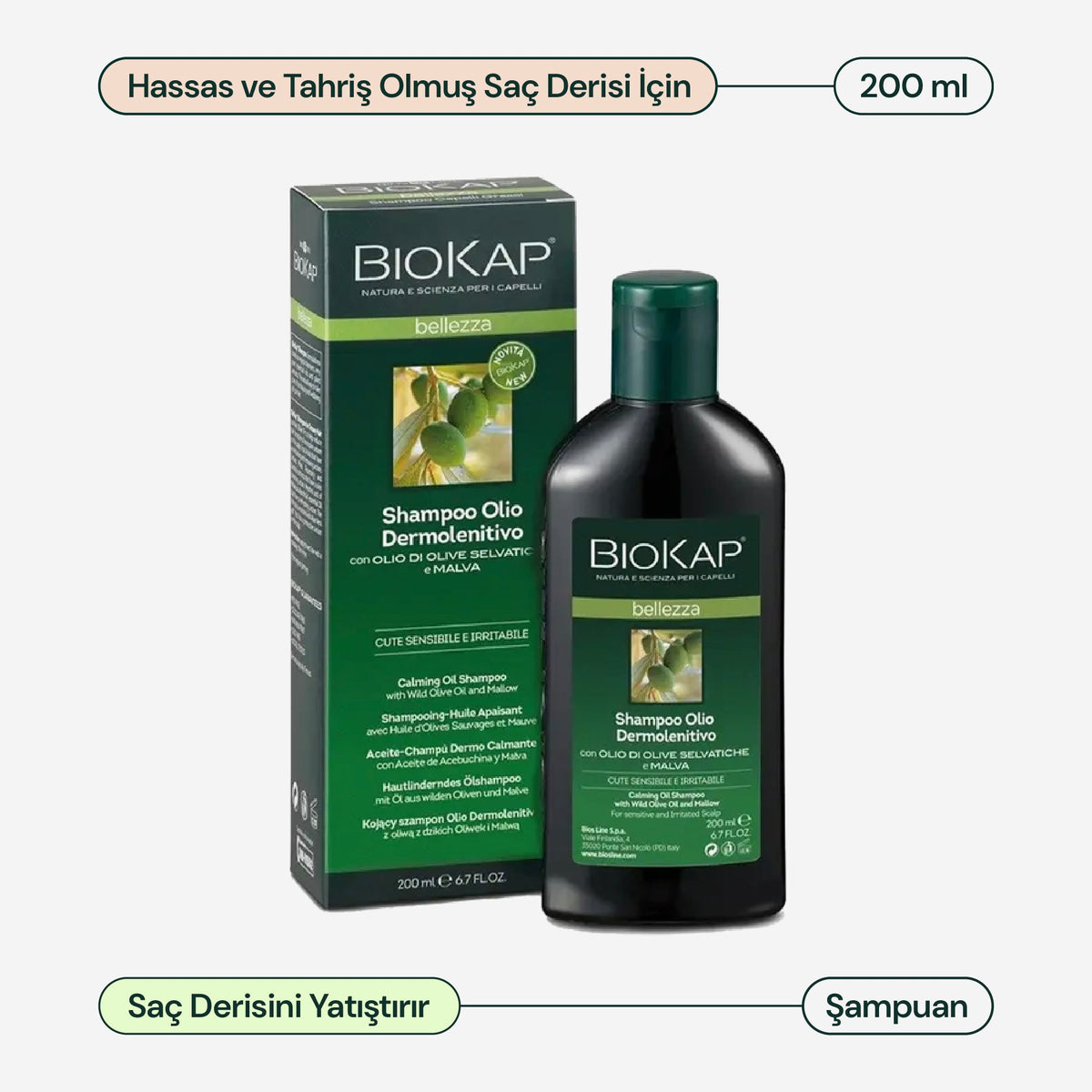 BioKap Bellezza Yatıştırıcı Zeytinyağlı Şampuan 200 ml