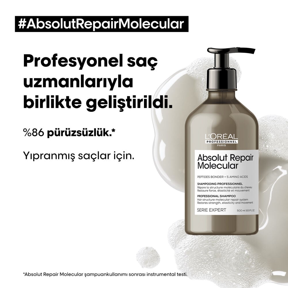 L’Oréal Professionnel Absolut Repair Molecular Tüm Yıpranmış Saçlar İçin Arındırıcı Sülfatsız Şampuan