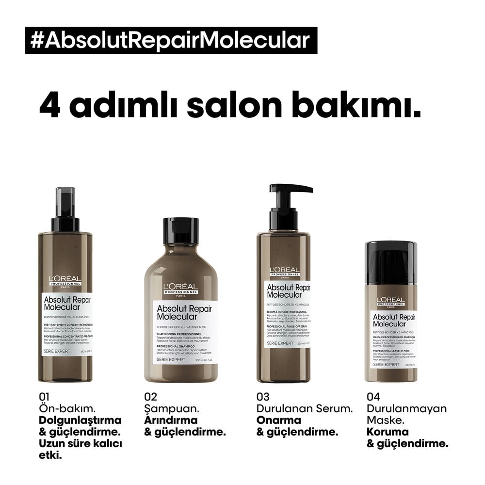 L’Oréal Professionnel Absolut Repair Molecular Tüm Yıpranmış Saçlar İçin Arındırıcı Sülfatsız Şampuan
