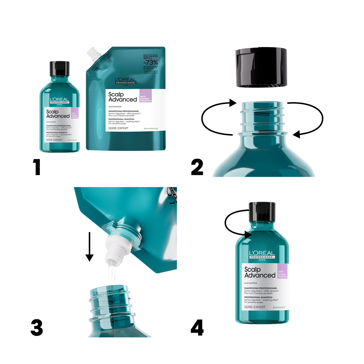 Loreal Professionnel Paris Serie Expert Scalp Advanced Hassas Saç Derisi için Profesyonel Şampuan Refill 500 ml - Görsel 3