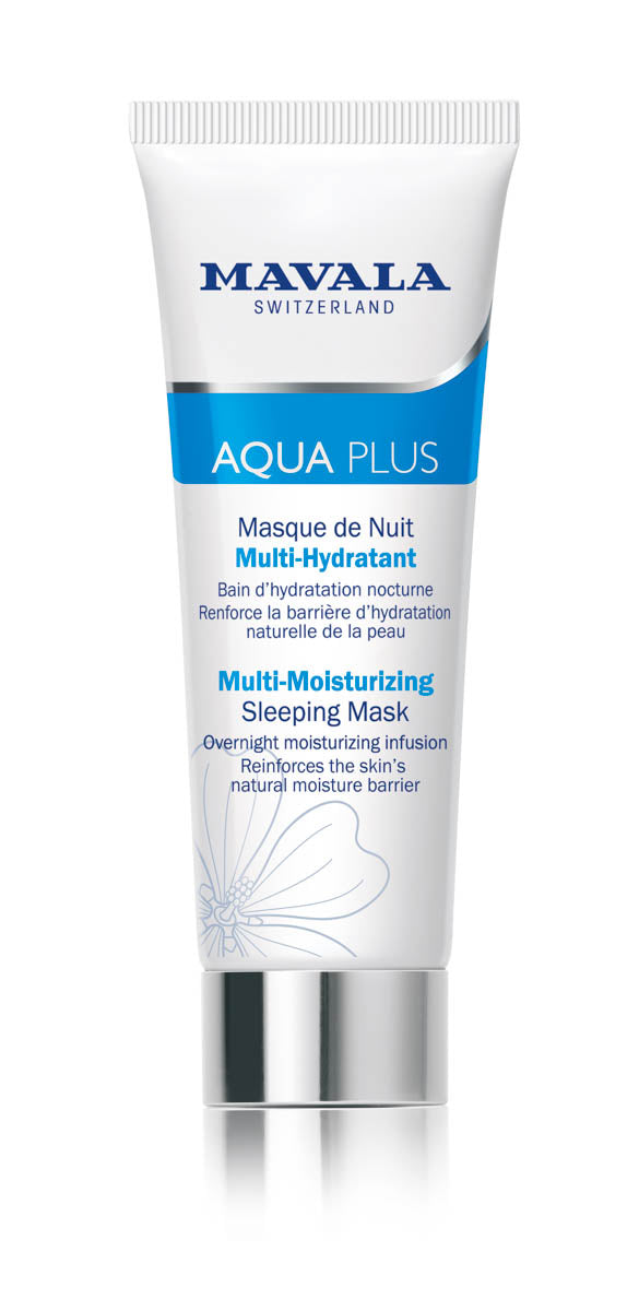 Mavala Aqua Plus Multi Nemlendirici Uyku Maskesi 75ml kullanım ve ürün görseli