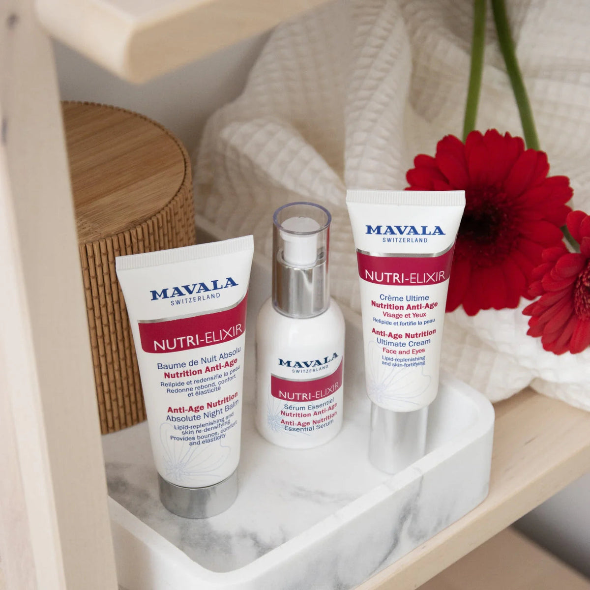 Mavala Nutri-Elixir Anti-Age Besleyici Üst Düzey Krem 45ml kullanım ve ürün görseli