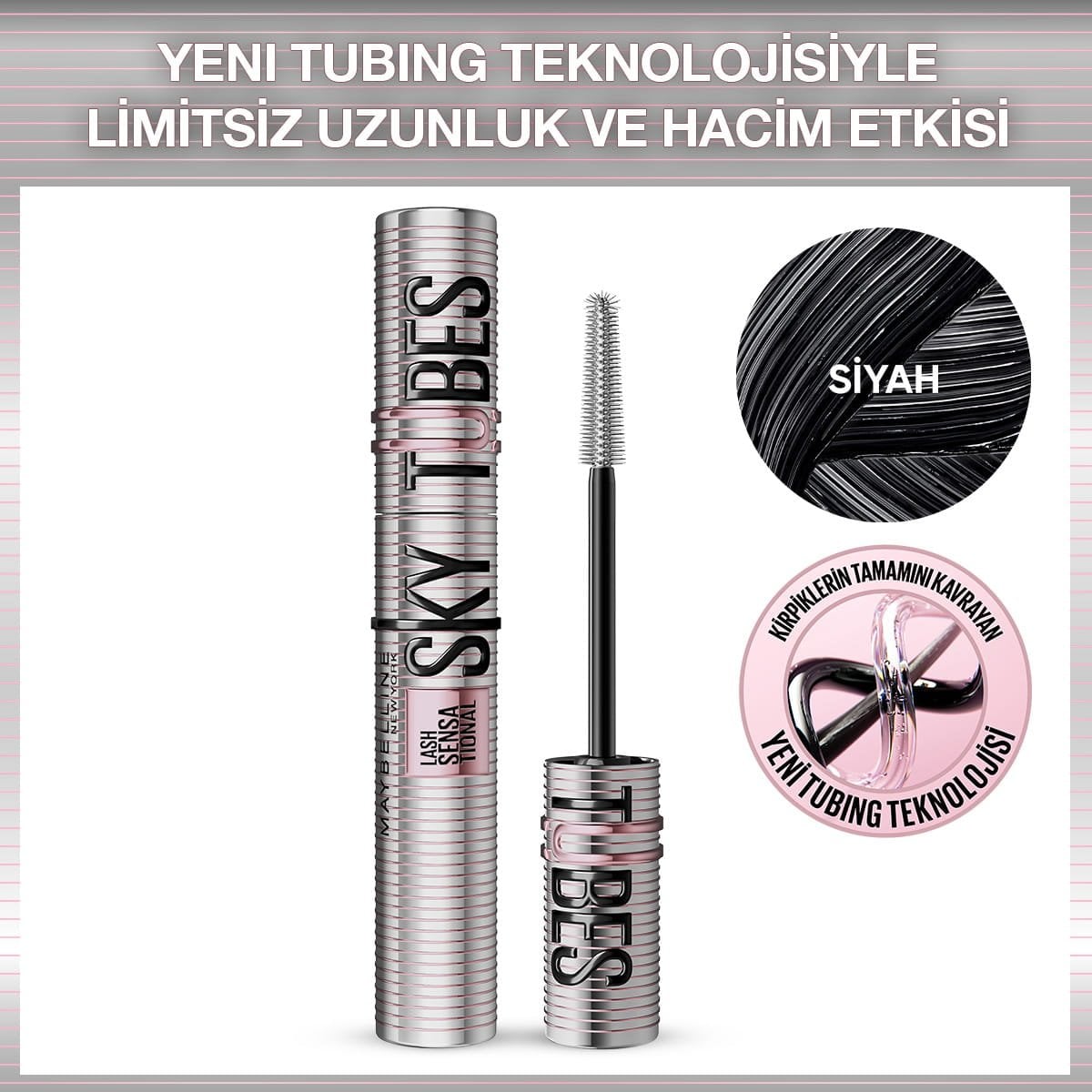 Maybelline New York Lash Sensational Sky Tubes Tubing Maskara Very Black – Detay 3