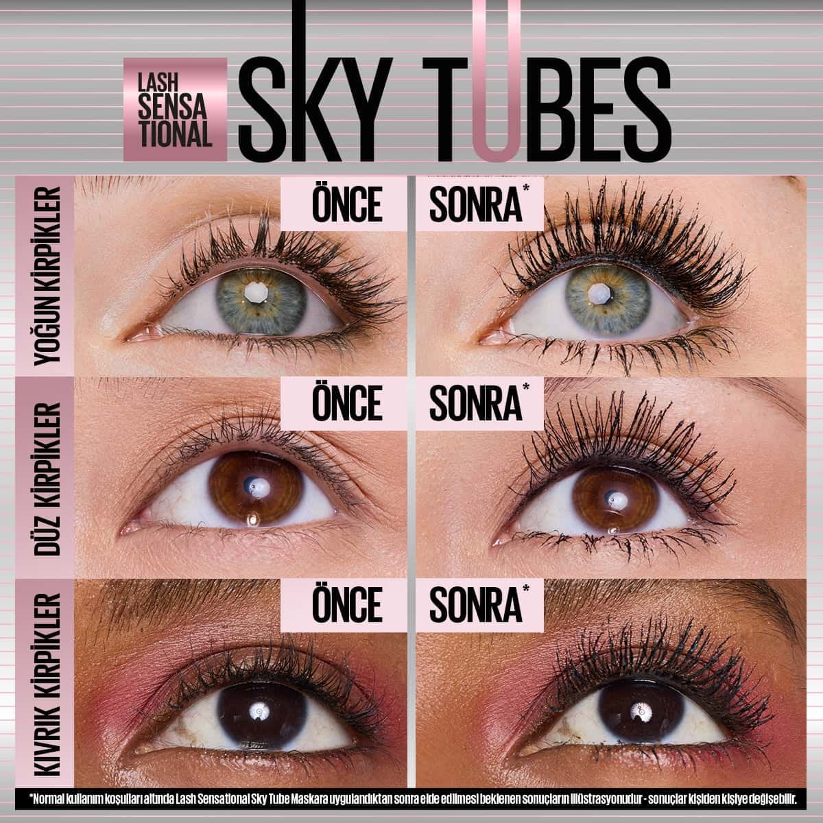 Maybelline New York Lash Sensational Sky Tubes Tubing Maskara Very Black – Detay 4