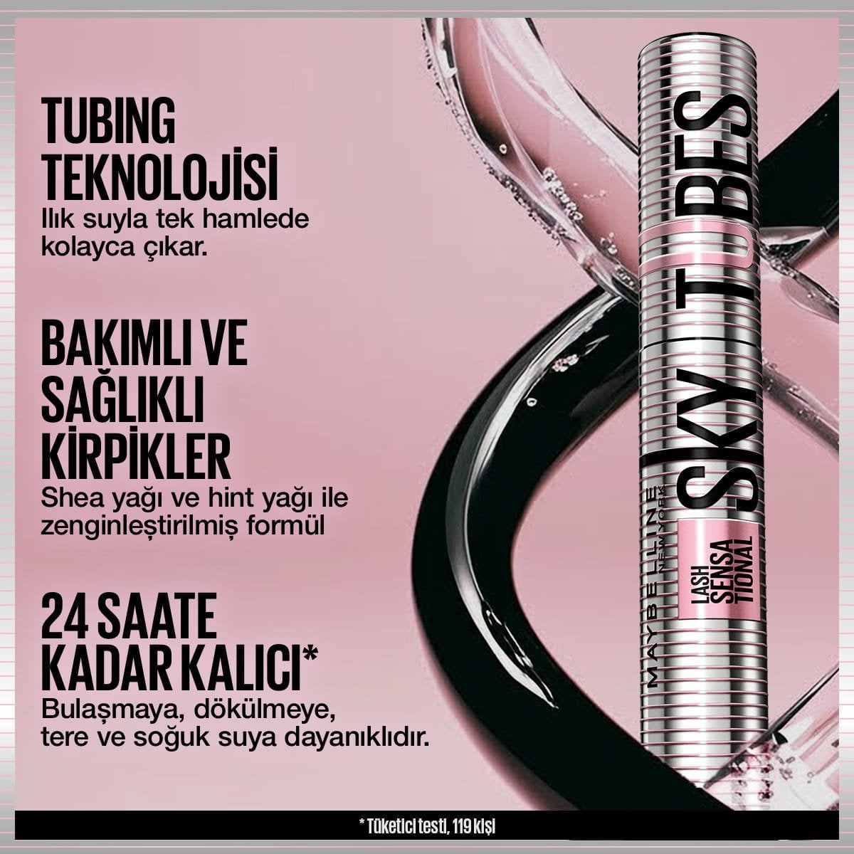 Maybelline New York Lash Sensational Sky Tubes Tubing Maskara Very Black – Detay 5