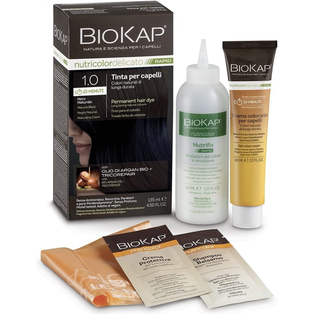 Biokap Nutricolor Delicato Rapid Saç Boyası 135 ml - 1.0 Doğal Siyah