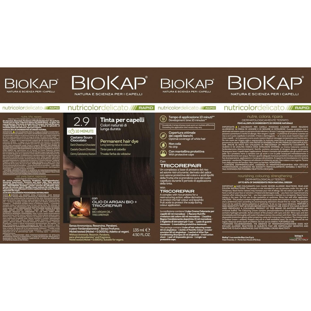 Biokap Nutricolor Delicato Rapid Saç Boyası 135 ml - 2.9 Koyu Kestane Çikolata