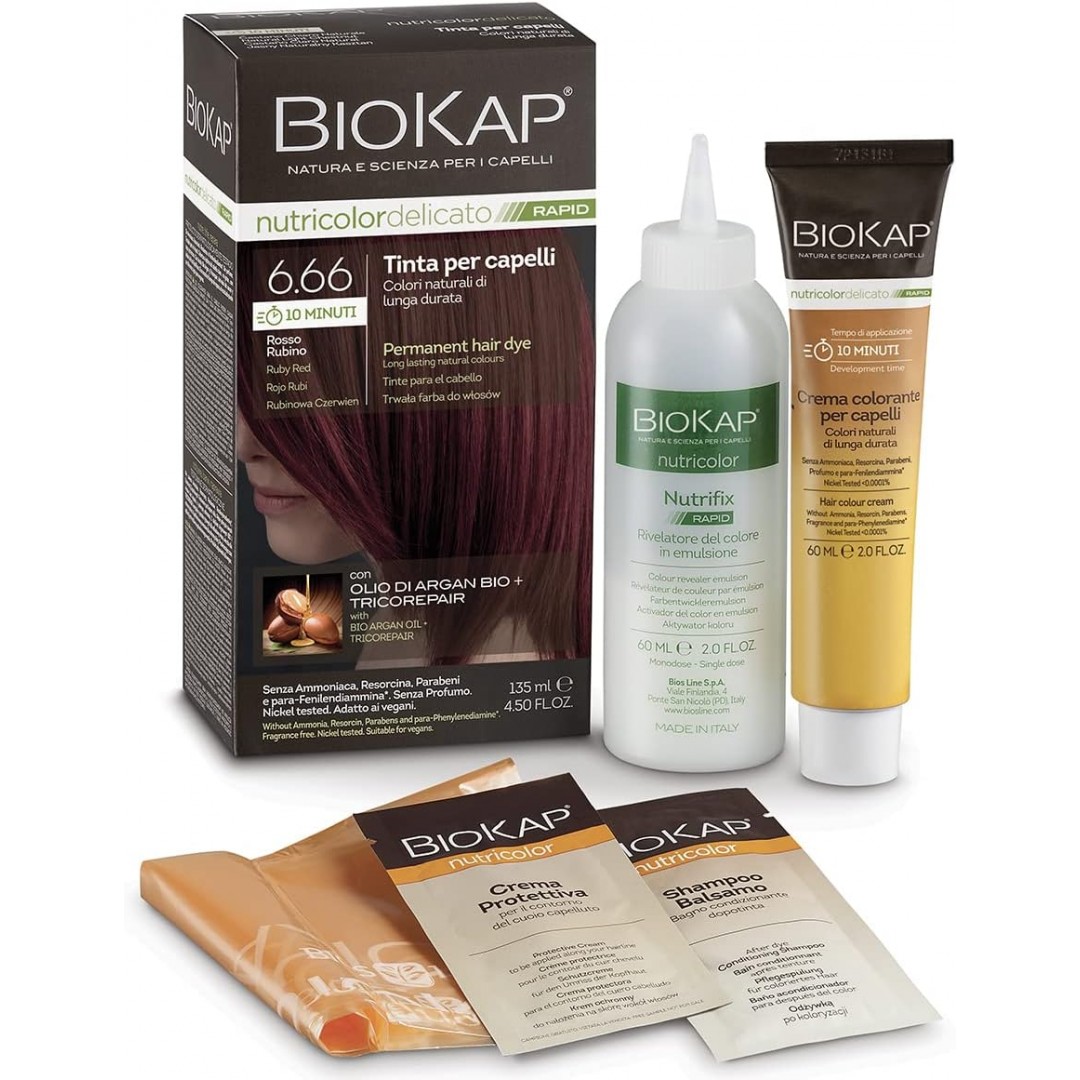 Biokap Nutricolor Delicato Rapid Saç Boyası 135 ml - 6.66 Yakut Kırmızı Biokap Nutricolor Delicato Rapid Saç Boyası 135 ml - 6.66 Yakut Kırmızı
