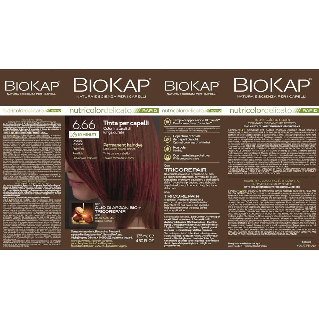 Biokap Nutricolor Delicato Rapid Saç Boyası 135 ml - 6.66 Yakut Kırmızı Biokap Nutricolor Delicato Rapid Saç Boyası 135 ml - 6.66 Yakut Kırmızı