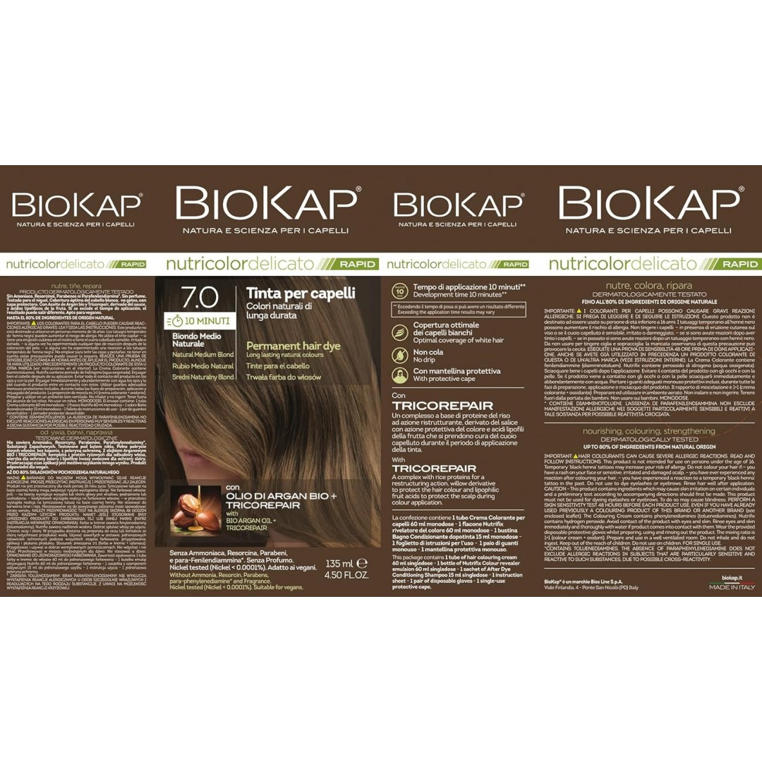 Biokap Nutricolor Delicato Rapid Saç Boyası 135 ml - 7.0 Doğal Orta Sarı