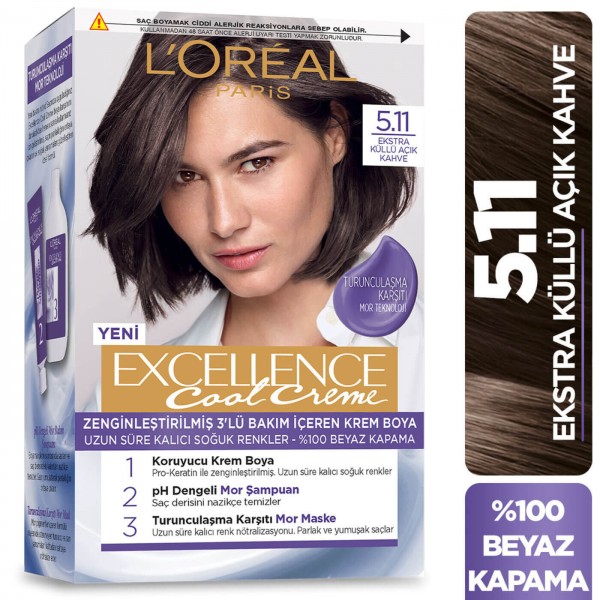 Loreal Paris Excellence Cool Creme Saç Boyası Ekstra Küllü Açık Kahve 5.11