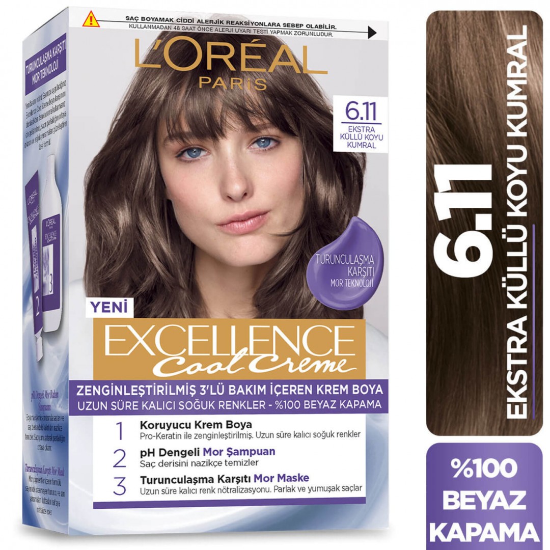 Loreal Paris Excellence Cool Creme Saç Boyası Ekstra Küllü Koyu Kumral 6.11