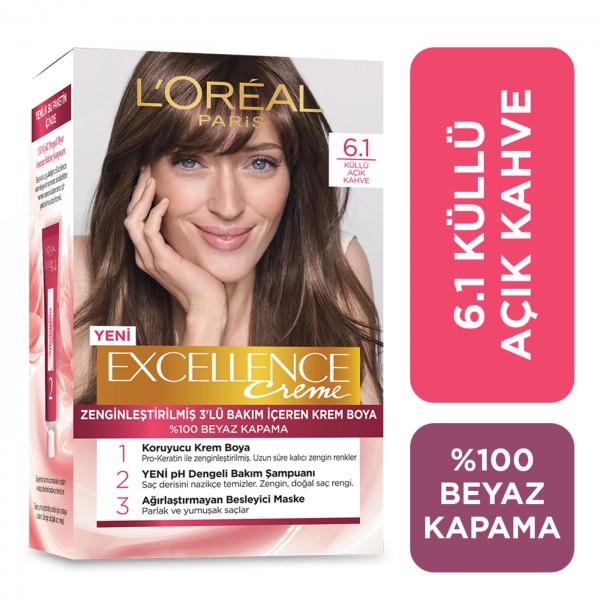 Loreal Paris Excellence Creme Saç Boyası Açık Kumral Küllü 6.1