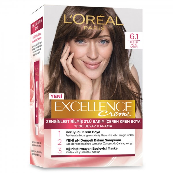Loreal Paris Excellence Creme Saç Boyası Açık Kumral Küllü 6.1