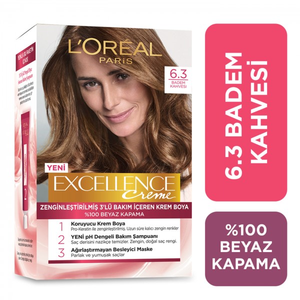 Loreal Paris Excellence Creme Saç Boyası Badem Kahvesi 6.3