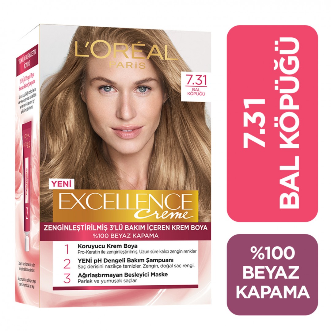 Loreal Paris Excellence Creme Saç Boyası Bal Peteği 7.31 Loreal Paris Excellence Creme Saç Boyası Bal Peteği 7.31