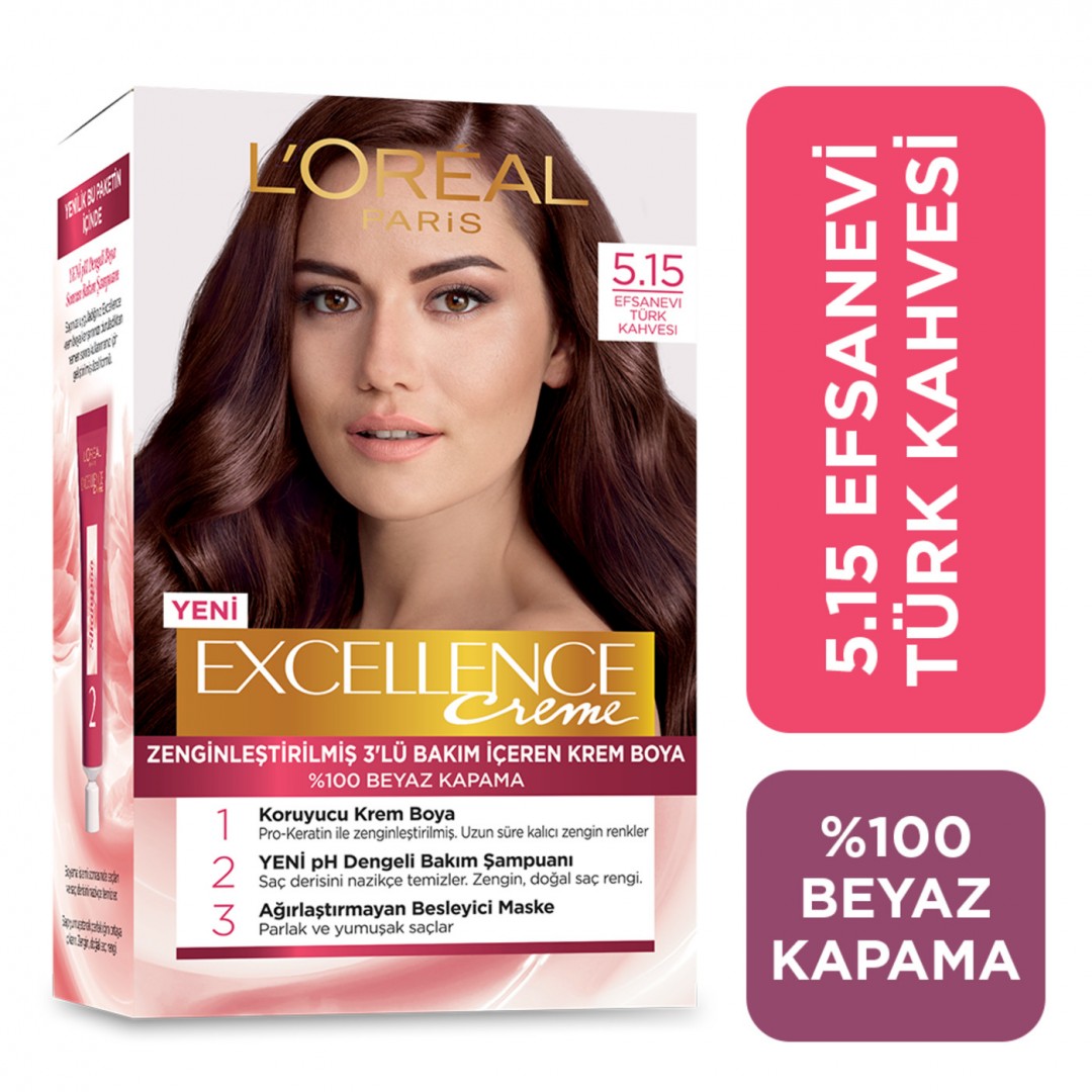 Loreal Paris Excellence Creme Saç Boyası Efsanevi Türk Kahvesi 5.15 Loreal Paris Excellence Creme Saç Boyası Efsanevi Türk Kahvesi 5.15