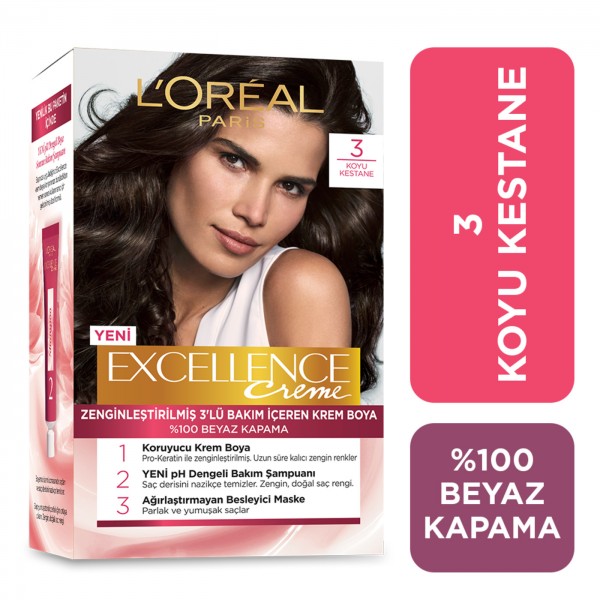 Loreal Paris Excellence Creme Saç Boyası Koyu Kestane 3
