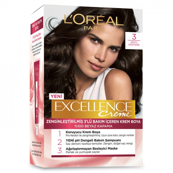 Loreal Paris Excellence Creme Saç Boyası Koyu Kestane 3