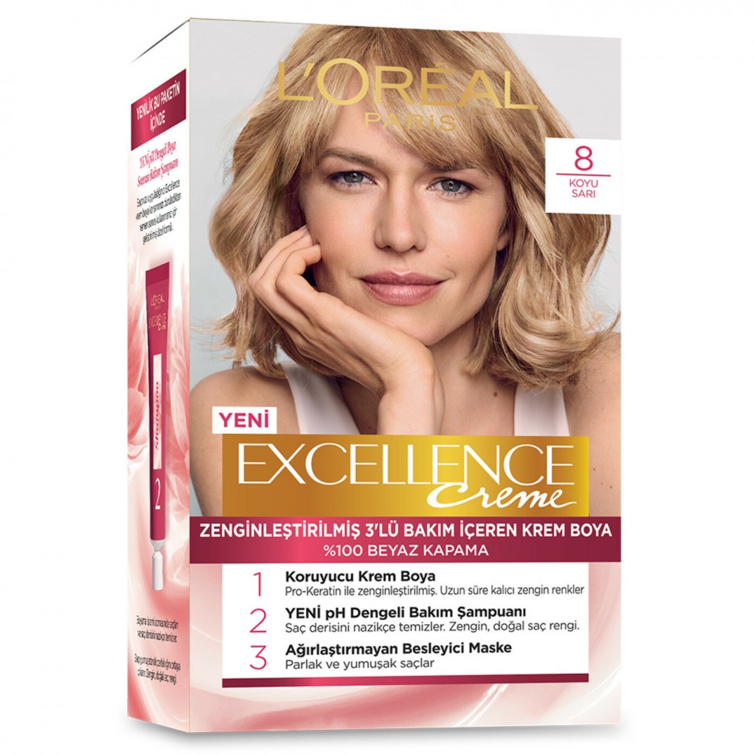 Loreal Paris Excellence Creme Saç Boyası Koyu Sarı 8