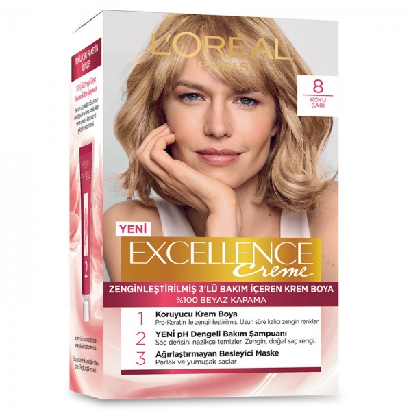 Loreal Paris Excellence Creme Saç Boyası Koyu Sarı 8