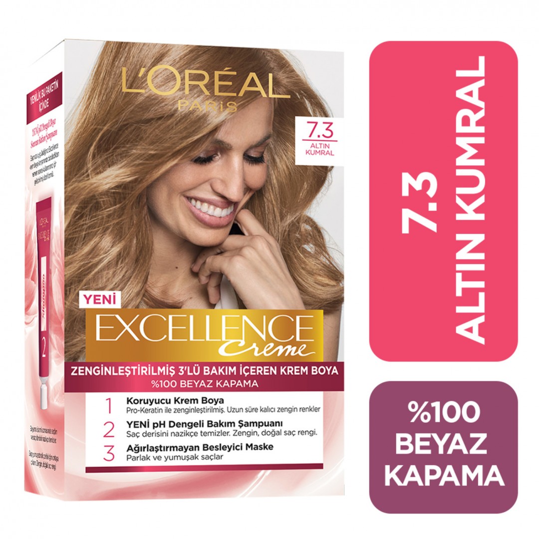 Loreal Paris Excellence Creme Saç Boyası Kumral Dore 7.3 Loreal Paris Excellence Creme Saç Boyası Kumral Dore 7.3