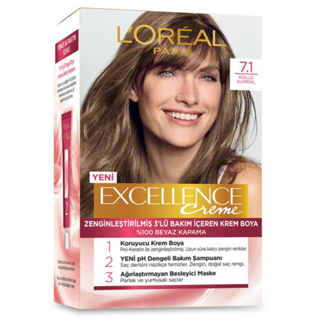 Loreal Paris Excellence Creme Saç Boyası Kumral Küllü 7.1 Loreal Paris Excellence Creme Saç Boyası Kumral Küllü 7.1