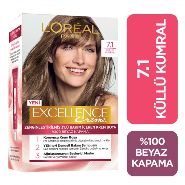 Loreal Paris Excellence Creme Saç Boyası Kumral Küllü 7.1