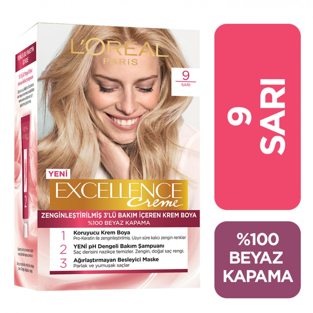 Loreal Paris Excellence Creme Saç Boyası Sarı 09 Loreal Paris Excellence Creme Saç Boyası Sarı 09