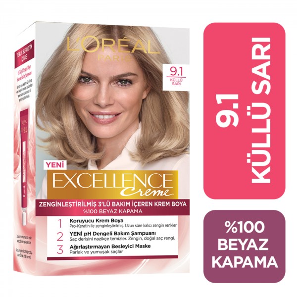Loreal Paris Excellence Creme Saç Boyası  Sarı Küllü 9.1