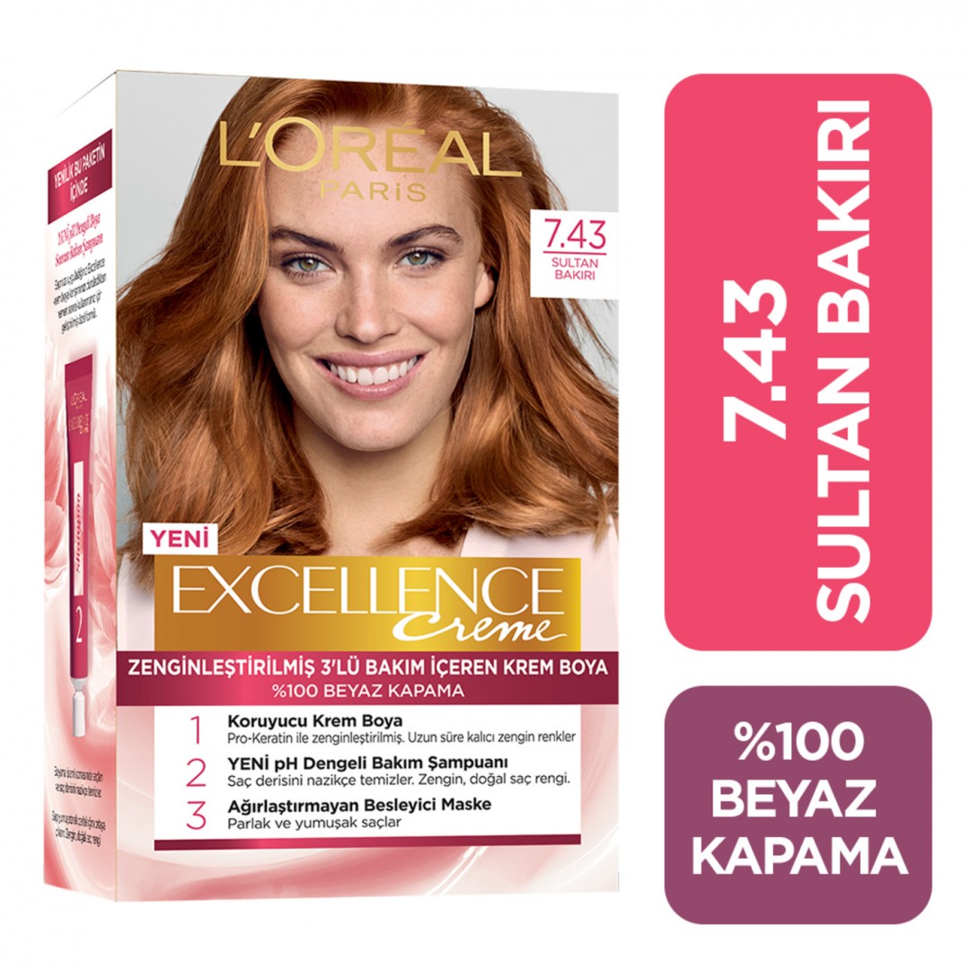 Loreal Paris Excellence Creme Saç Boyası Tarçın Bakır 7.43 Loreal Paris Excellence Creme Saç Boyası Tarçın Bakır 7.43