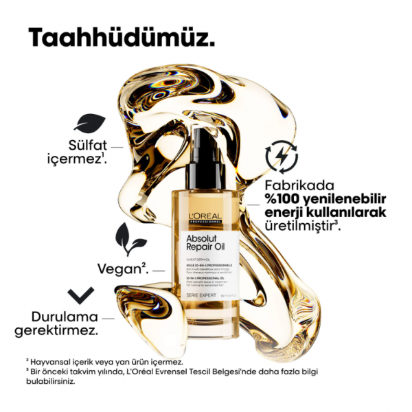 L'Oréal Professionnel Absolut Repair 10 Etkili Mucizevi Bakım Yağı 90 ml L'Oréal Professionnel Absolut Repair 10 Etkili Mucizevi Bakım Yağı 90 ml