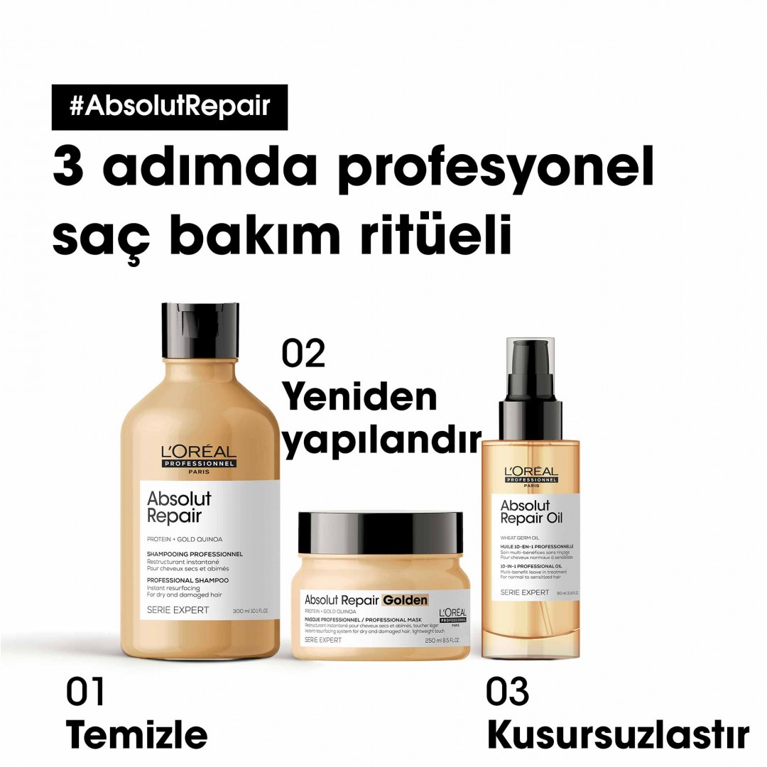 L'Oréal Professionnel Absolut Repair Golden Yıpranmış Saçlar İçin Onarıcı Altın Maske 500 ml