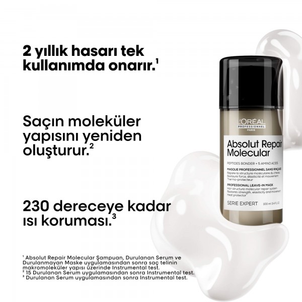 L'Oréal Professionnel Absolut Repair Molecular Durulanmayan Saç Maskesi 100 ml L'Oréal Professionnel Absolut Repair Molecular Durulanmayan Saç Maskesi 100 ml