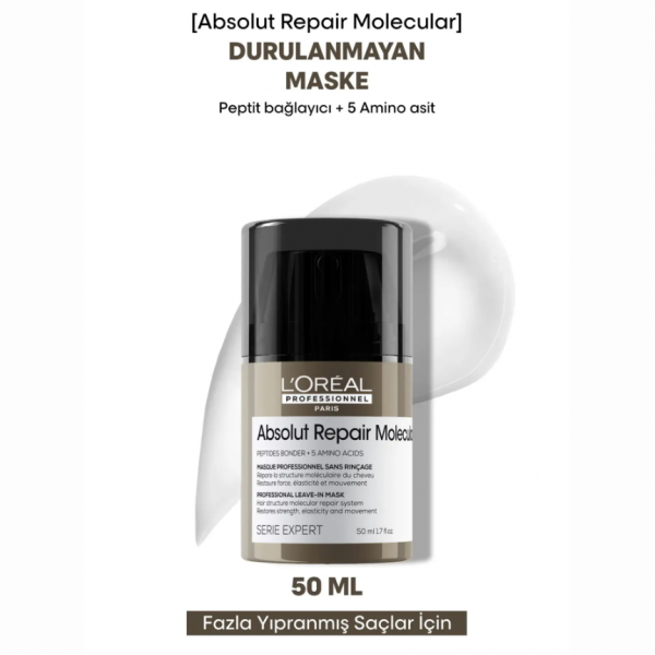 L'Oréal Professionnel Absolut Repair Molecular Durulanmayan Saç Maskesi 50 ml