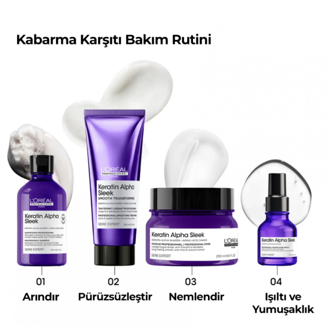 L'Oréal Professionnel Keratin Alpha Sleek Smooth Transformer Elektriklenme Önleyici Saç Kremi 200 ml