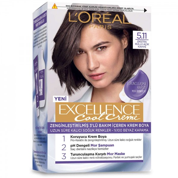 Loreal Paris Excellence Cool Creme Saç Boyası Ekstra Küllü Açık Kahve 5.11