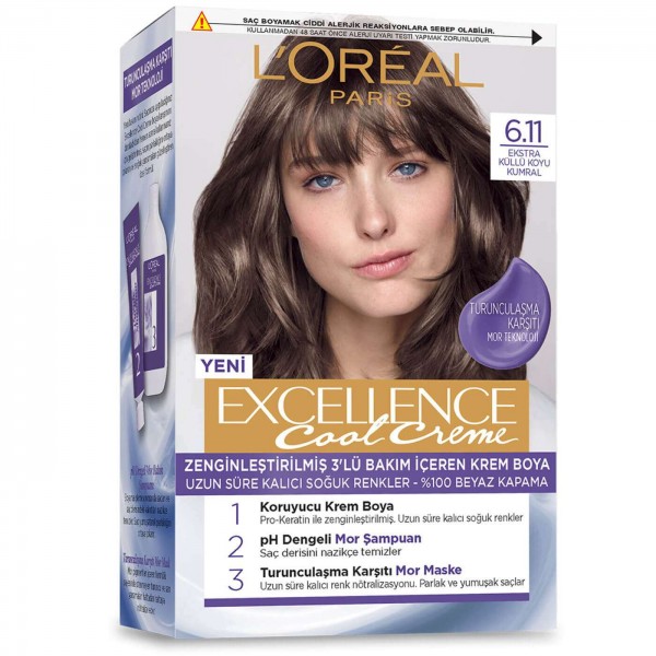 Loreal Paris Excellence Cool Creme Saç Boyası Ekstra Küllü Koyu Kumral 6.11
