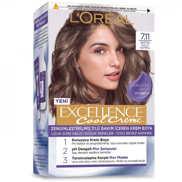 Loreal Paris Excellence Cool Creme Saç Boyası Ekstra Küllü Kumral 7.11