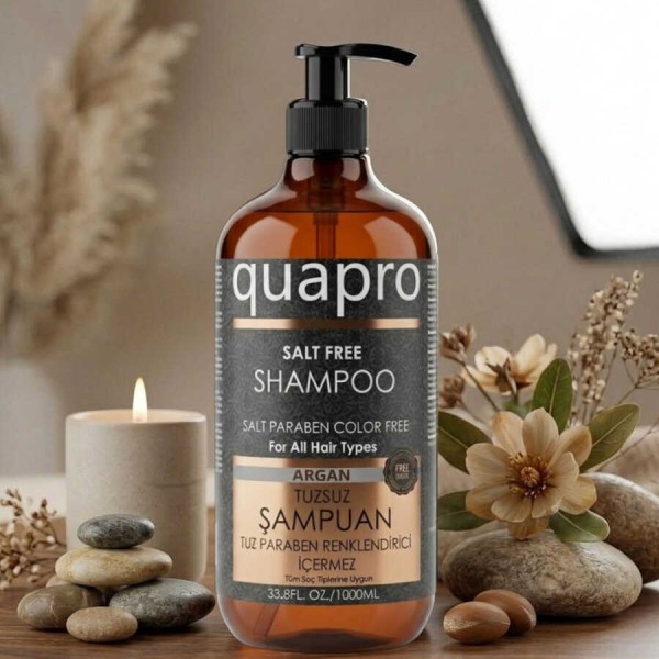Quapro Tuzsuz Argan Şampuan 1000 ML - Besleyici ve Parlatıcı Bakım Quapro Tuzsuz Argan Şampuan 1000 ML - Besleyici ve Parlatıcı Bakım
