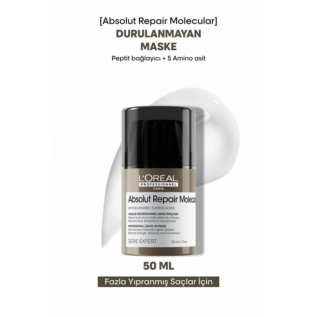 Loreal Professionnel Paris Serie Expert Absolut Repair Molecular Tüm Yıpranmış Saçlar İçin Durulanmayan Maske 50 ml