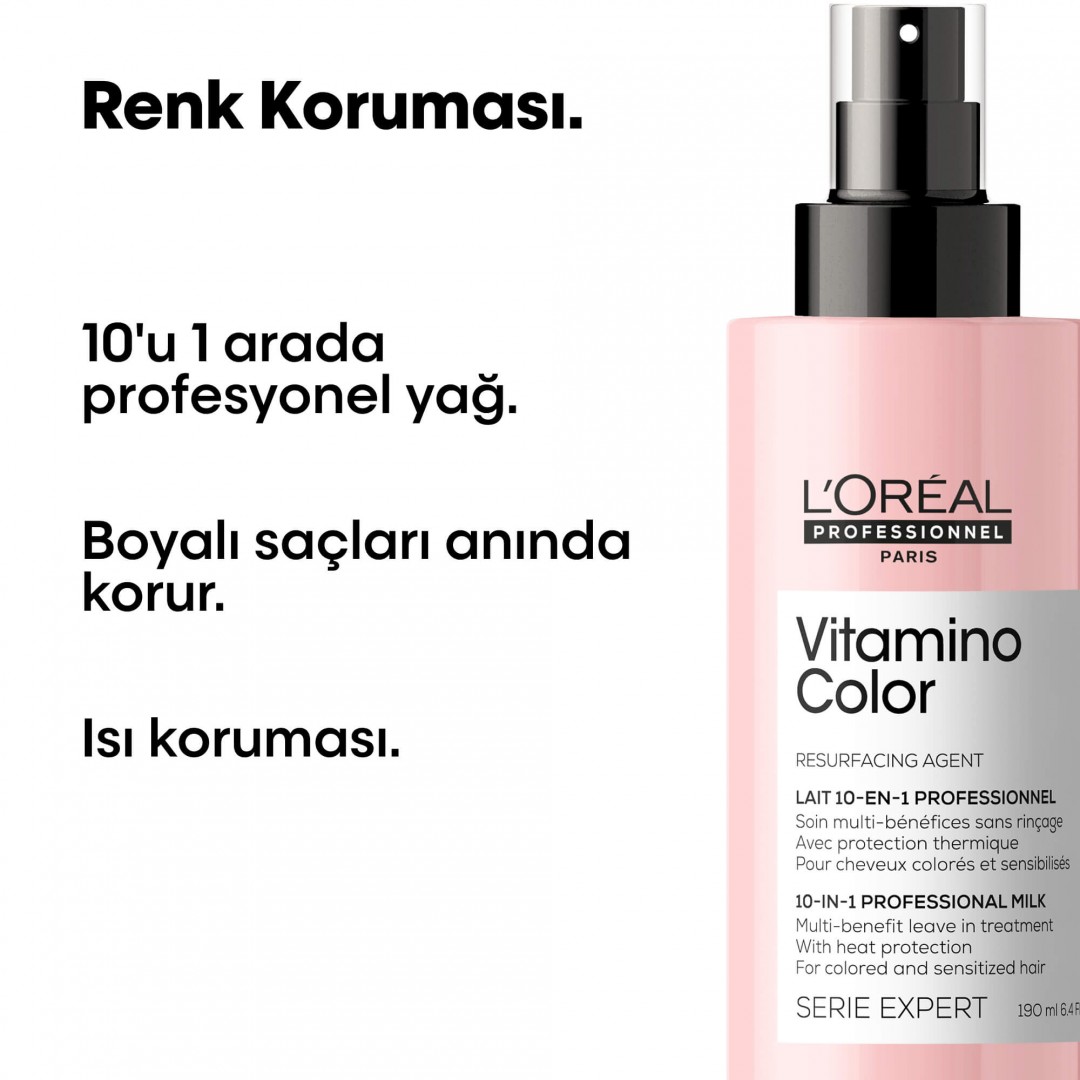 L'Oréal Professionnel Vitamino Color 10 Etkili Mucize Bakım Spreyi 190 ml L'Oréal Professionnel Vitamino Color 10 Etkili Mucize Bakım Spreyi 190 ml