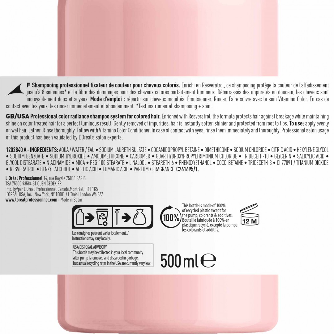 L'Oréal Professionnel Vitamino Color Şampuan 500 ml - Boyalı Saçlar İçin Renk Koruyucu Bakım