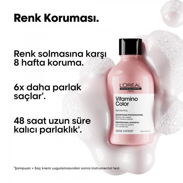 L'Oréal Professionnel Vitamino Color Şampuan 300 ml - Boyalı Saçlar İçin Renk Koruyucu Bakım L'Oréal Professionnel Vitamino Color Şampuan 300 ml - Boyalı Saçlar İçin Renk Koruyucu Bakım